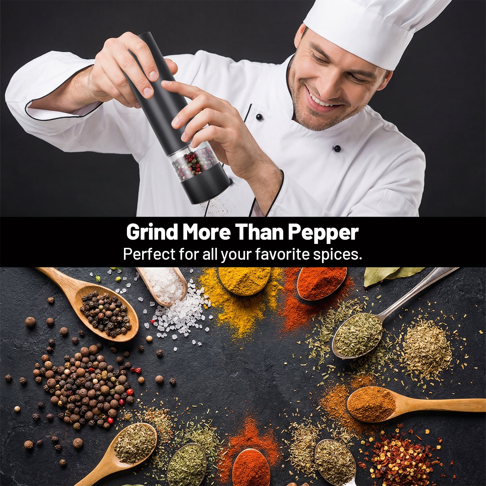 Adjustable Electric Spice Grinder Set (2-Pack) - Ceramic Core, Type-C Rechargeable, 5 Grind Settings for Home Cooking & Gifting