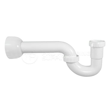 Plastic P-Trap 1-1/2" White with Adapter and TPR Washer for kitchen Sink Tubular Drain Applications