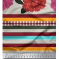 thumbnail image 3 of oneOone Georgette Viscose Fabric Stripe & Floral Panel Decor Fabric Printed BTY 42 Inch Wide, 3 of 3