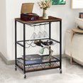 thumbnail image 1 of 3-Tier Bar Serving Cart Home Rustic with Removable Top Tray Metal Handle Rack Mobile Kitchen Serving cart on Wheels, 1 of 7