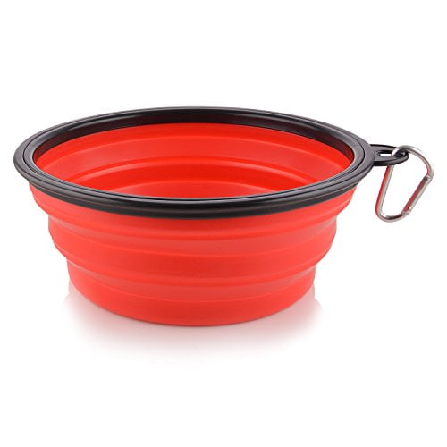 Extra Large Collapsible Dog Bowl,3L XL Travel Dog Bowl,Foldable Travel Water Dish,102oz X-Large Portable Collapsable Traveling Bowls with Carabiner for Dogs Walking,Hiking (Red)