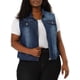 thumbnail image 1 of Chaleco de mezclilla sin mangas para mujer GRACE & GRANDEUR Plus Size, con cierre y botones, talla 5X, color azul, 1 of 1
