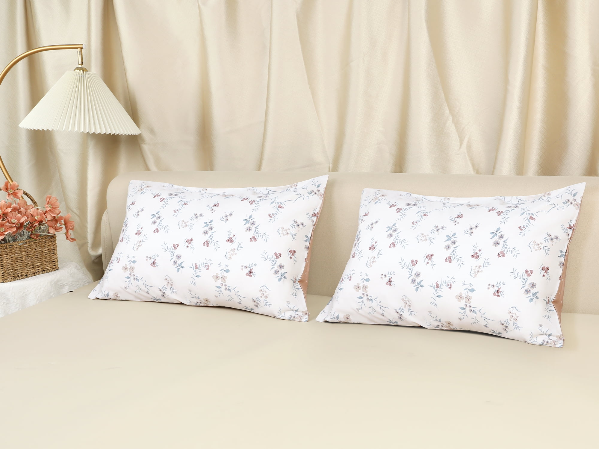 Unique Bargains Pillowcase Soft Floral Pillow Cases with Envelope Closure Queen Khaki