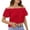 r-366Red89, variant on Women T-Shirts Boat Neck Short Sleeve One-Line Shoulder Solid Color Ruffled Women T Shirts Loose Fit,Red