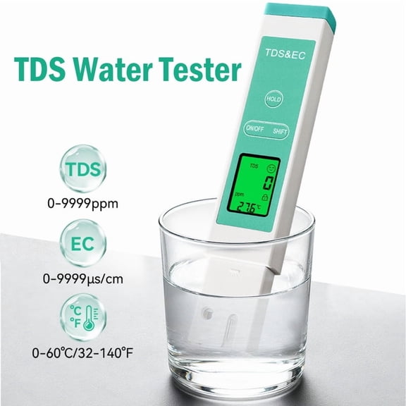 TDS Water Tester, Digital EC TDS Temp Meter for Drinking Water, Water Quality Tester with LCD Backlit, PPM Meter for Home, Aquarium, Restaurant
