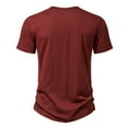 thumbnail image 4 of Lovskoo Mens Casual Henley Shirts V Neck Short Sleeve Trendy Casual Solid Color Slim T Shirt Tops Blouse Vacation Beach Summer Tops Burgundy, 4 of 9