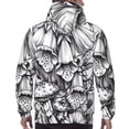 thumbnail image 7 of Picia Monochrome Botanical Illustration Pattern Casual Men's Hoodie - Lightweight Hooded Sweatshirt with Kangaroo Pocket, Comfortable Pullover for Everyday, Travel-Large, 7 of 7
