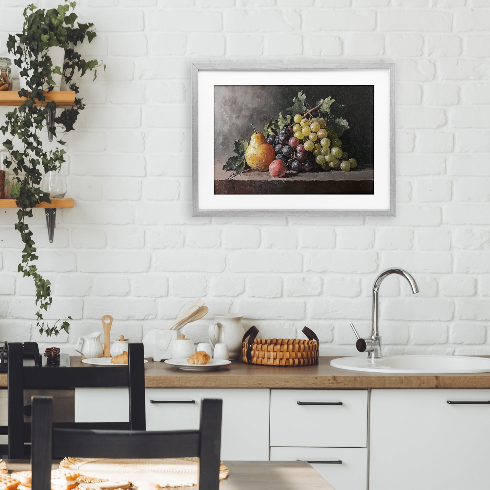 Stupell Industries Bountiful Fruit Classic Still Life Gray Framed Print Under Glass, design by Petal Prints Design