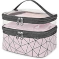 thumbnail image 1 of Neceser grande rosa para viajes, neceser de cosméticos para mujer, impermeable, transparente, de doble capa, organizador de maquillaje con compartimentos., 1 of 5