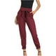 thumbnail image 4 of Pantalones de trabajo casual de color sólido para mujer Pantalones de pajarita con de cintura alta - Vino rojo, METRO Baoblaze Pantalones casuales de cintura alta, 4 of 8
