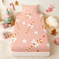 thumbnail image 4 of Manfei Candy Cane Twin Sheets Christmas Bedding, Brown Cream 3-Piece (1 Flat Sheet, 1 Fitted Sheet and 1 Pillowcase), 4 of 6