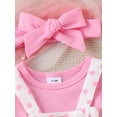 thumbnail image 5 of Biezeib Baby Girls Summer 3PCS Sets Flying Sleeve Romper Dot Print Suspender Skirt Headband Sets, 5 of 6