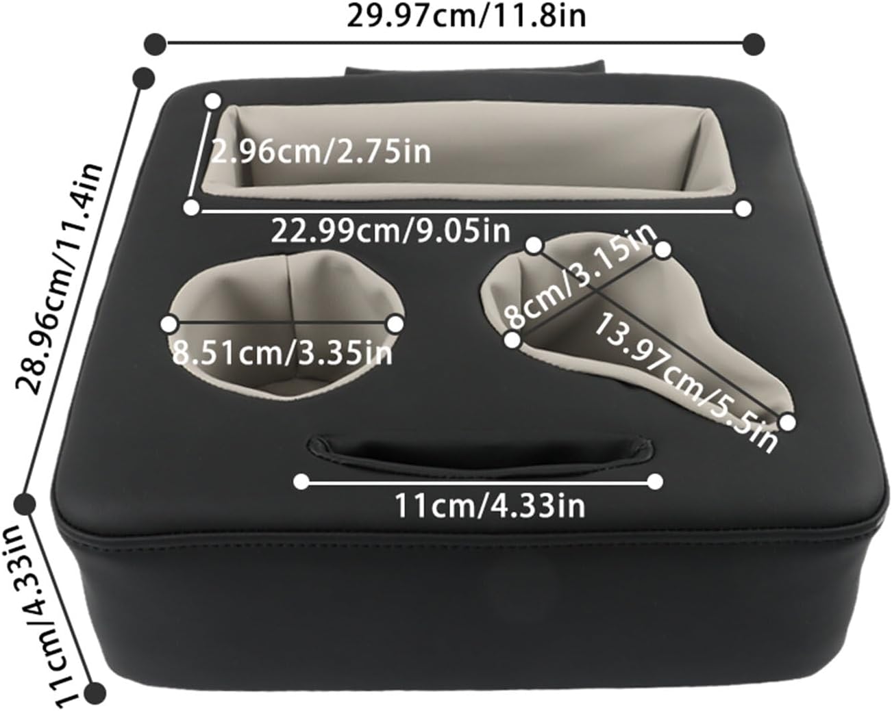 munirater Black Car Cup Holder Back Seat Couch Car Boat Tray Back Seat Organizer Sofa Storage 3.54-3.94Inch Wide