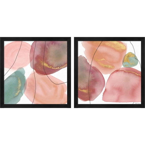 Great Art Now Petal Passion A by Beth Grove, 2 Piece Framed Art Set Each 13.25"W x 13.25"H