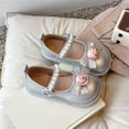 thumbnail image 6 of Jinhomg Toddler/Little Girls' Flowers Ballerina Flat Ballerina Flat Shoes Mary Jane PU Dress Shoes Wedding School Party Shoes Silver 32, 6 of 10