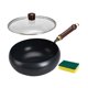 thumbnail image 2 of Wok de hierro de 9,45 pulgadas con tapa para cocina de inducción, sartén para saltear, fondo plano, ideal como regalo de inauguración de la casa,, 2 of 9