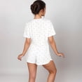 thumbnail image 6 of Women's Eyelet Pajama Set with Cropped Top Embroidered Heart Detail and Elastic Waist Lounge Shorts - Red, Small, 6 of 7