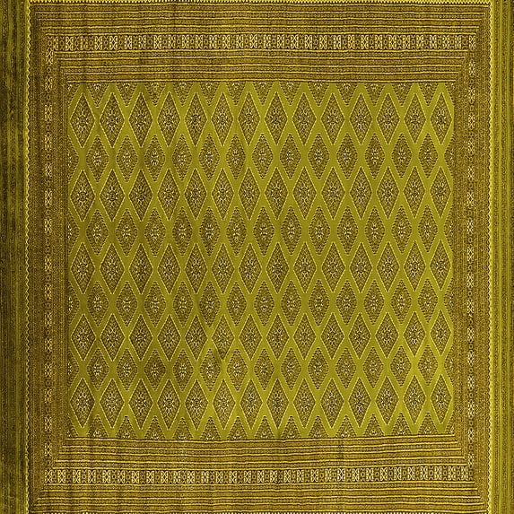 Ahgly Company Machine Washable Indoor Square Oriental Yellow Industrial Area Rugs, 3' Square