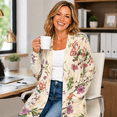 thumbnail image 6 of Women's Plus Size Ivory Botanical Cardigan, Long Sleeve Open Front Tunic with Pockets, 6 of 8
