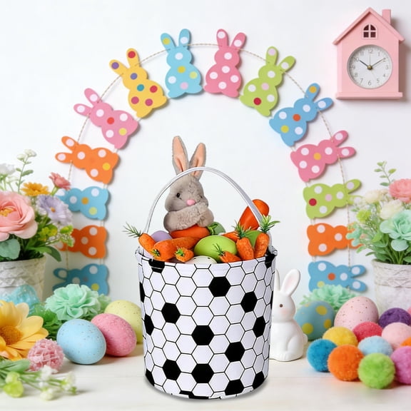 Soccer Easter Bucket Easter Basket for Kids Baby Storage Basket Cute Toy Storage Bin Organizer Shelf Book Basket Easter Room Decor