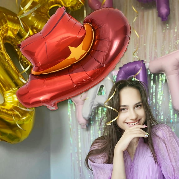 BESTOYARD 4Pcs Country Western Balloons Aluminum Foil Brown for Western Party Decoration 24.4*17.3*0.004in