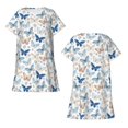 thumbnail image 3 of Bixox Butterfly Pattern Women's Nightgown, Soft & Breathable Sleepwear, Round Neck Knee-Length Pajama Dress,Loungewear for Home & Sleep, 3 of 7