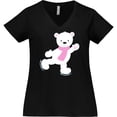 thumbnail image 3 of Inktastic Cute Polar Bear, White Bear, Ice Skating Bear Women's Plus Size V-Neck T-Shirt, 3 of 5