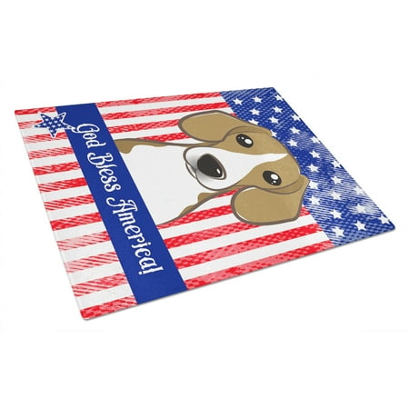 

Caroline s Treasures God Bless Flag with Beagle Glass Cutting Board Large