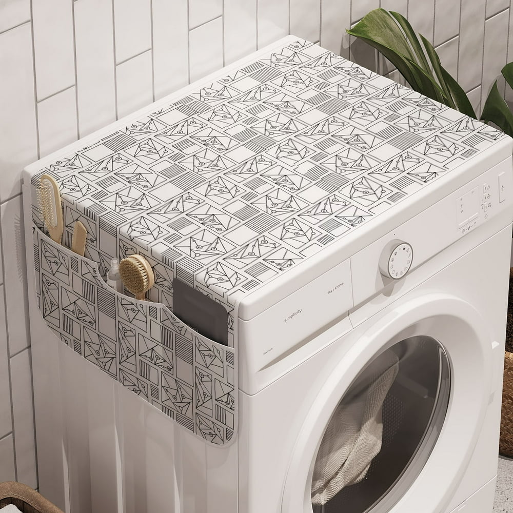 Doodle Washing Machine Organizer, Monochrome Contemporary Geometrical