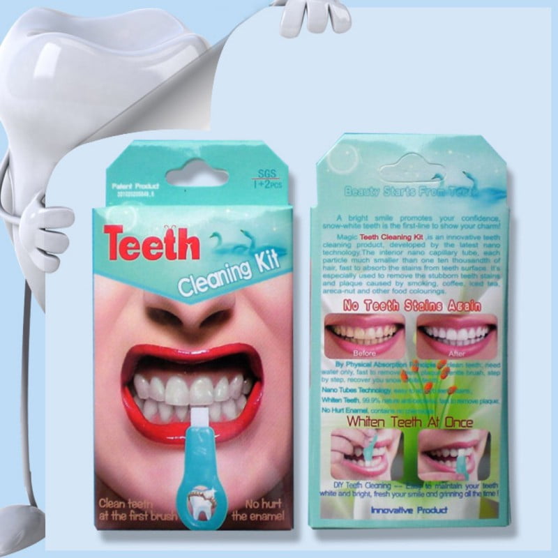 NanoTechnology Gel Strips Teeth Whitening Kit Tools Cleaning Stains