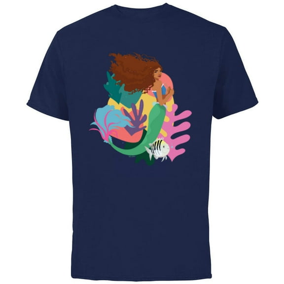 Disney The Little Mermaid Ariel and Flounder Find - Short Sleeve Cotton T-Shirt for Adults - Customized-Navy