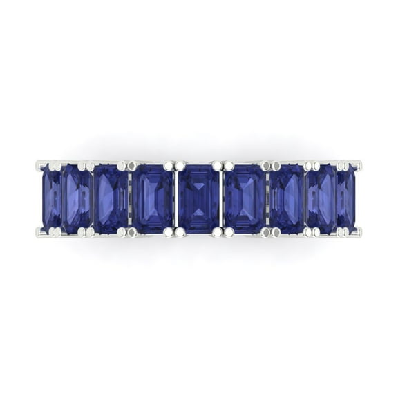 2.61 ctw Wedding Band for Women - 18K White Gold Simulated Tanzanite Stackable Eternity Ring