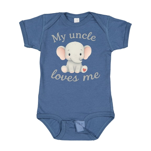 Inktastic My Uncle Loves Me Cute Elephant Boys or Girls Baby Bodysuit