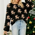 thumbnail image 5 of BOOMNY Christmas Womens Sweater Long Sleeve Sweaters for Women Xmas Deer Embroidery Crewneck Knit Pullover Trendy Tops 2025 Fall Winter Knitwear, 5 of 5
