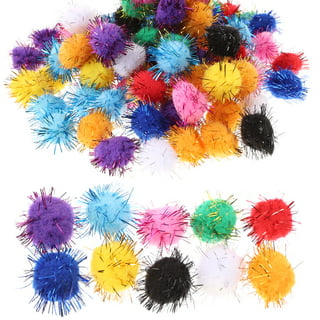 ESHOO Assorted Color Sparkle Balls, Tinsel Pom Poms Glitter for Cat Kittens DIY Christmas,Pack of 20pcs
