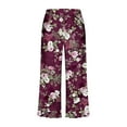thumbnail image 5 of Ecqkame Women's Pajama Set Short Sleeve Casual Floral Printed Sleepwear 2 Piece Pjs Sets with Pockets Wine XXL, 5 of 8
