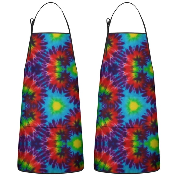Boho Rainbow Couple Aprons with Pocket Chef Aprons Waterproof Bib Aprons for Couple Bride Mrs Mr Cooking Aprons for Kitchen Cool BBQ Grilling (Set Of 2)
