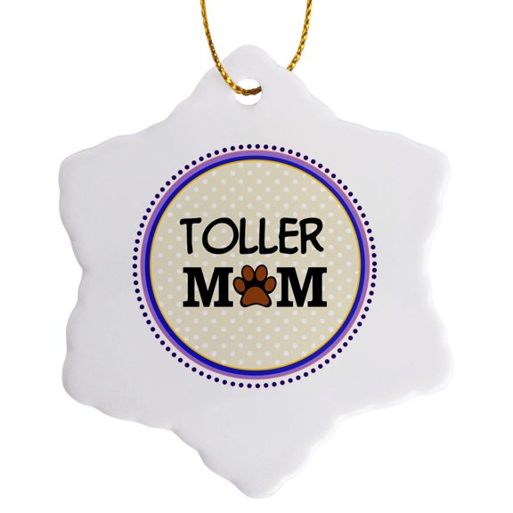 3drose, Toller Dog Mom - Nova Scotia Duck Tolling Retriever - Doggie Mama by Breed - Pawprint Doggy Love, 3 inch Snowflake Porcelain Ornament