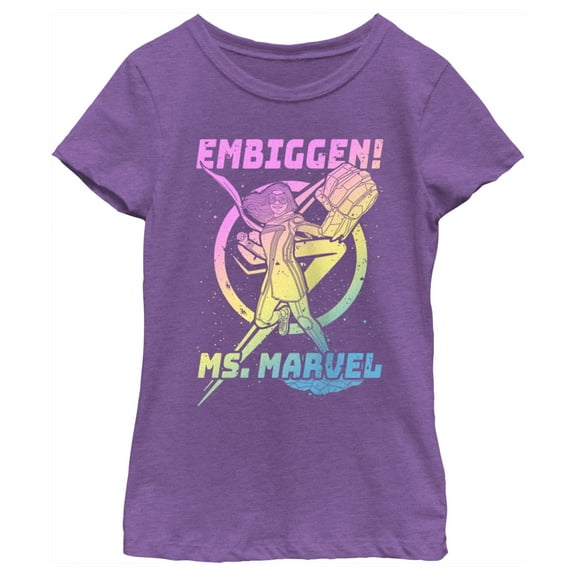 Girl's Marvel: Ms. Marvel Embiggen Punch Graphic Tee Purple Berry X Small