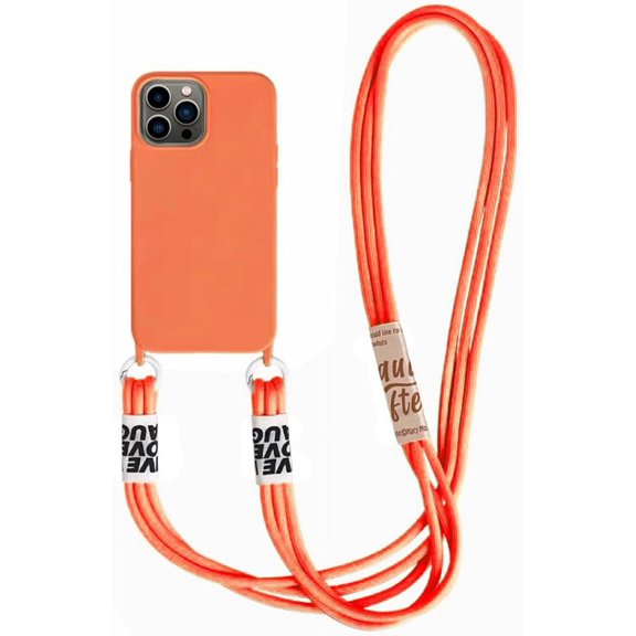Silicone iPhone Case with Phone Lanyard, Long Crossbody Strap, Universal Lanyard Neck Strap Protective Case Cover (Orange, iPhone 11 Pro)