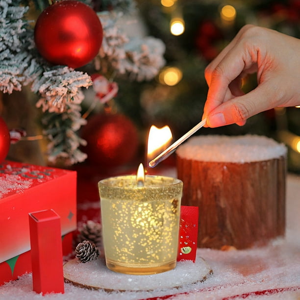 xihome Juego de 3 candelabros navideños de cristal, vasos aromticos para velas, decoracin navideña para la mesa.