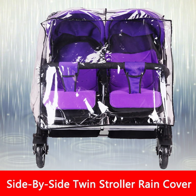 Famyfamy Twin Stroller Raincoat Universal Size Side by Side Stroller  Weather Shield Baby Rain Cover/Wind Shield