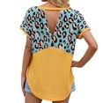 thumbnail image 3 of Camiseta de mujer de manga corta, cuello redondo, estampado, empalme, camiseta informal, amarillo, XL Inevent AP001236-12, 3 of 7