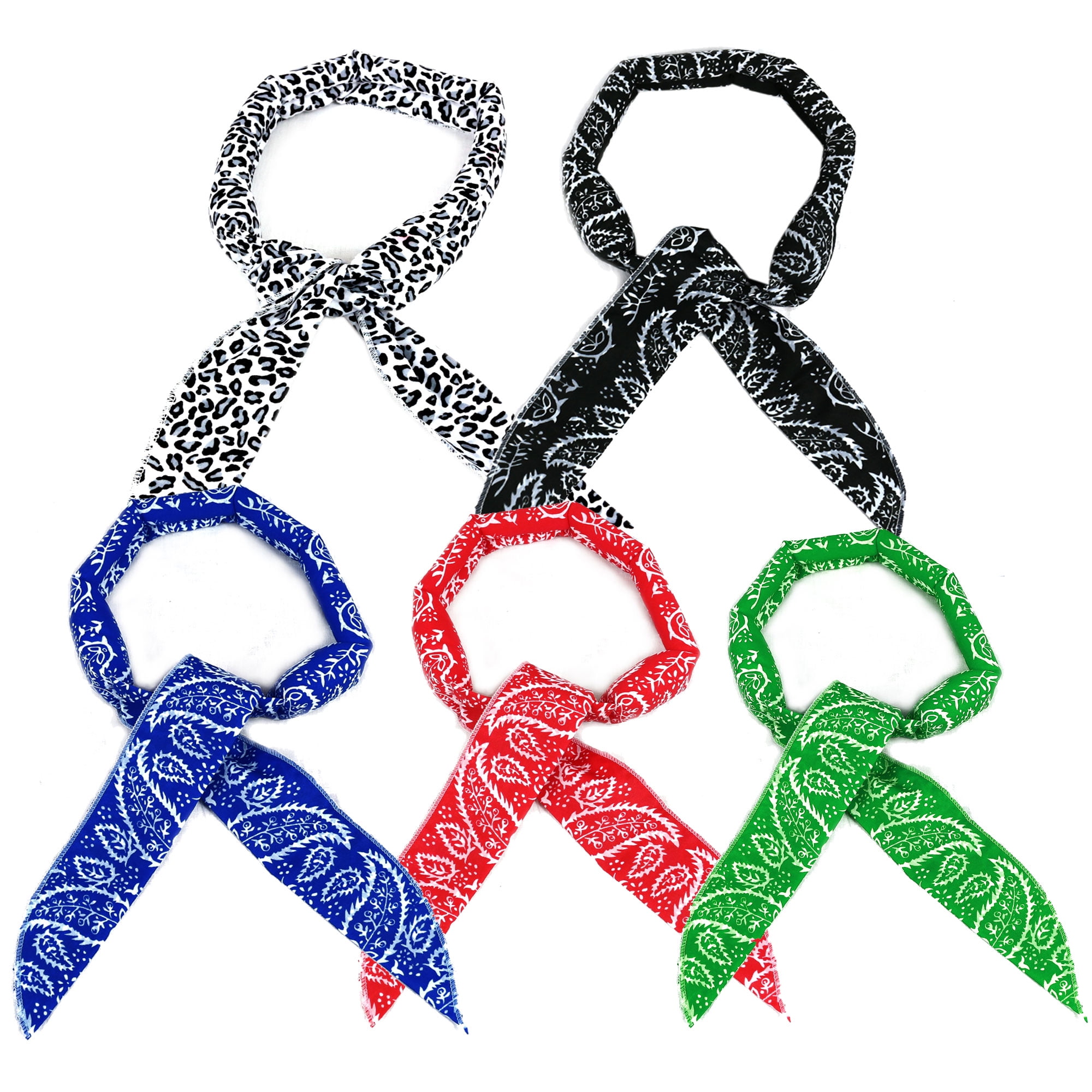 Pack of 5, Ice Cool Scarf Cooling Neck Scarves Wrap Headband Bandanna