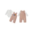 thumbnail image 2 of BemeyourBBs Baby Boy Fall Outfit Long Sleeve Romper Plaid Overall Pants 2 Pcs Set, 2 of 9