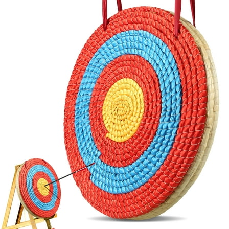 VEVOR Archery Target, 3 Layers 20" Arrow Target, Traditional Solid Straw Round Archery Target Shooting Bow, Hand-Made Arrows Target, Coloured Rope Target, Backyard Outdoor Hunting Shooting Practice