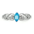 thumbnail image 4 of 14K White Gold 6x3mm Marquise Blue Topaz AA Diamond Ring Size 6, 4 of 7