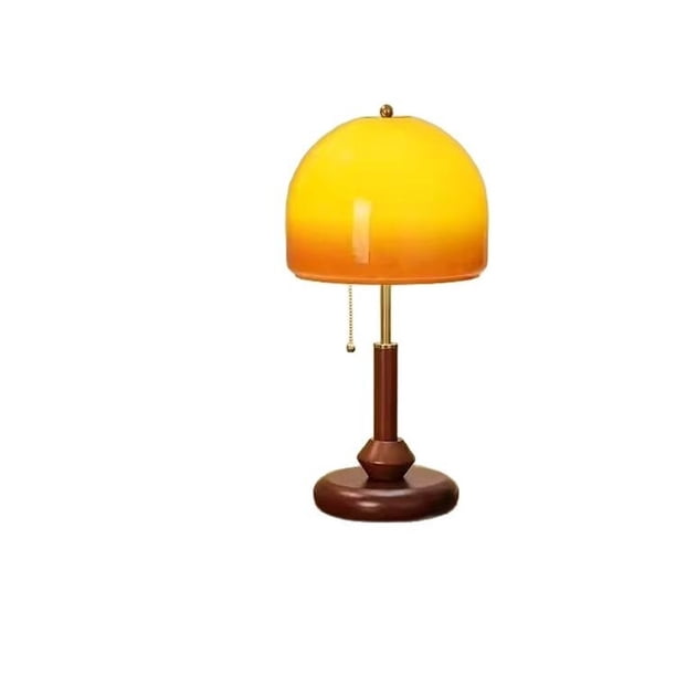Lámpara de mesa decorativa de madera y vidrio for dormitorio, mesita de noche y estudio.