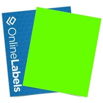 Fluorescent Sticker Paper, 8.5 x 11 Full Sheet Label, 100 Sheet Pack, Inkjet or Laser Printer, Online Labels (Color: Green)