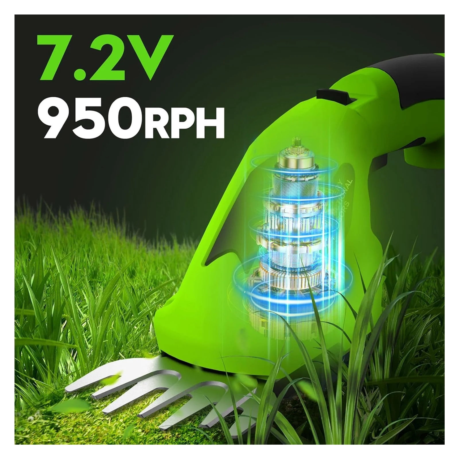 Effortlessly Trim Your Lawn and Shrubs with This 7.2V 2-in-1 Electric Handheld Hedge Trimmer - Pruning Shears, Rechargeable Lith